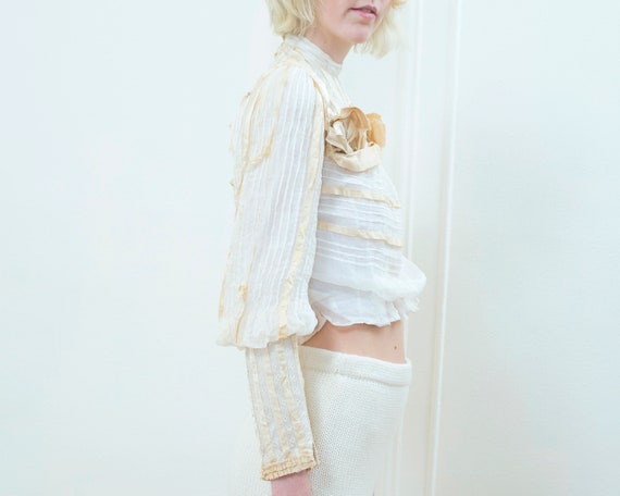 edwardian cream ivory blouse xxs xs | rare antiqu… - image 4