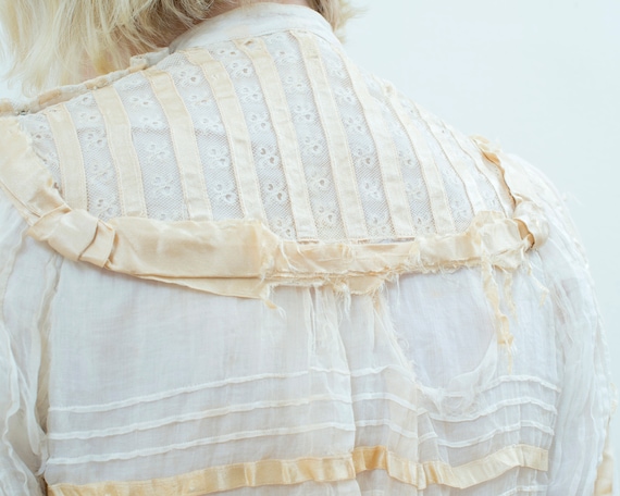 edwardian cream ivory blouse xxs xs | rare antiqu… - image 9
