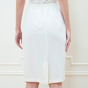 70s ivory midi skirt small off white elastic waist pencil skirt image 4