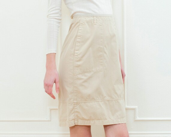 90s khaki pencil skirt small | tan cotton twill p… - image 3