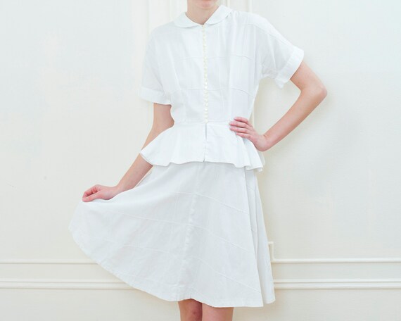 White midi peplum skirt cheap
