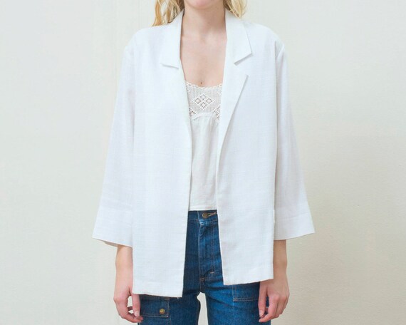 80s white power suit blazer large | minimalist bla