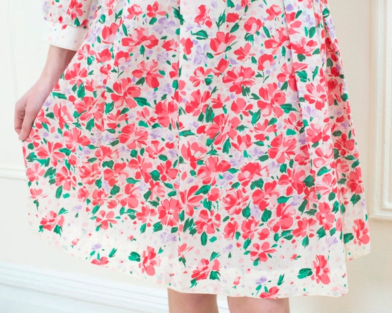 70s pink floral lanvin midi dress medium | flower… - image 4
