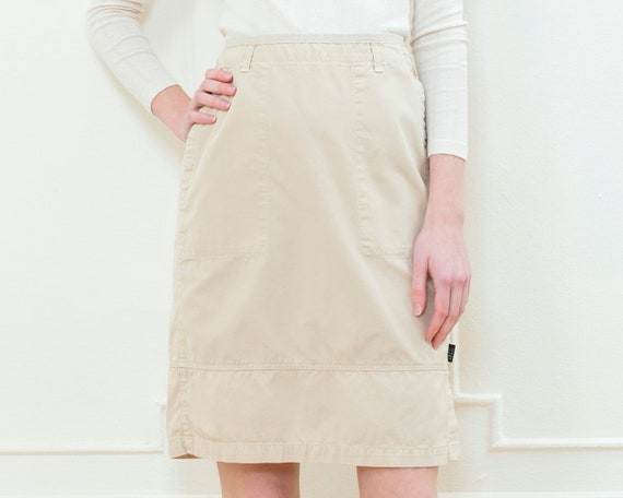 90s khaki pencil skirt small | tan cotton twill p… - image 1