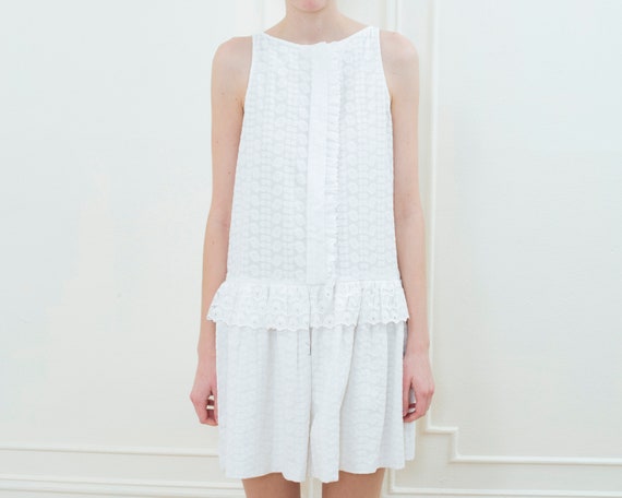 White sheer ruffle dress cheap