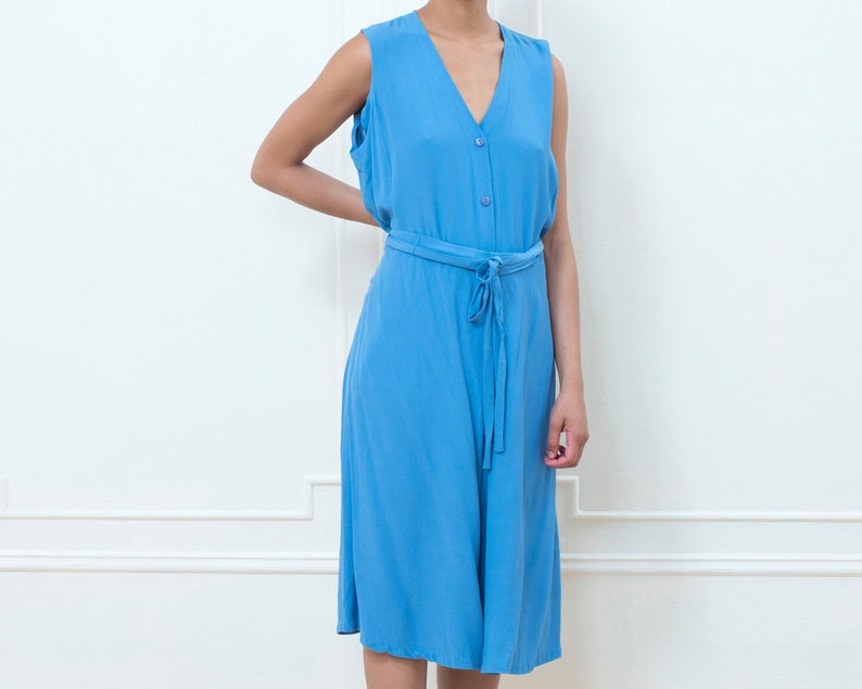 xl blue vest short set minimal bright blue matching set 90s blue 2 piece gaucho shorts set romper set minimalist summer suit