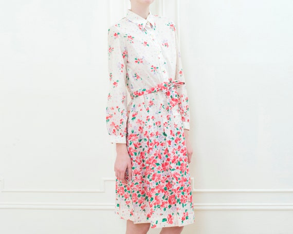 70s pink floral lanvin midi dress medium | flower… - image 5