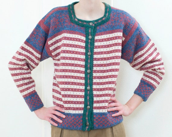 vintage susan bristol cardigan | wool snowflake s… - image 2