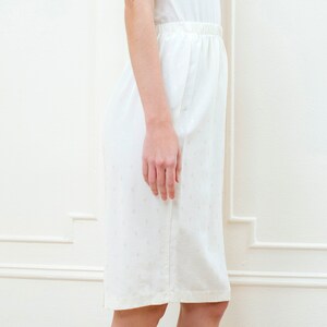 70s ivory midi skirt small off white elastic waist pencil skirt image 3