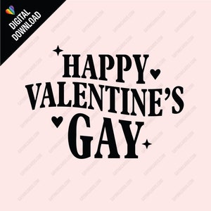 Carte de Saint-Valentin gay - téléchargement numérique pour Cricut - SVG rétro Happy Valentines pour porte-clés et chemises