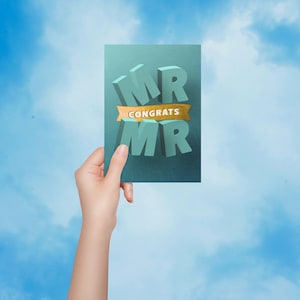 Premium Gay Engagement Congratulations Card for LGBT Couple - 5x7 Inches