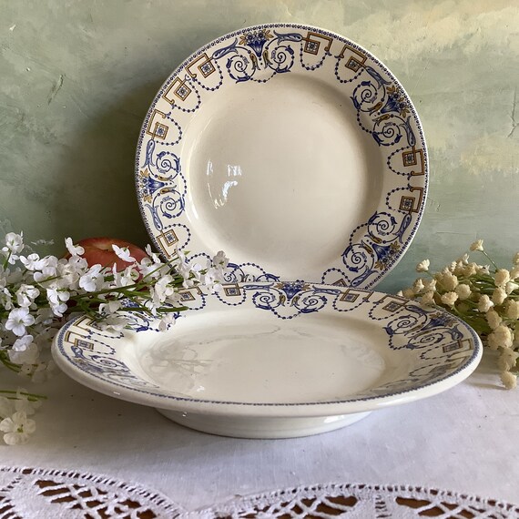 2 Small Antique French Cake or Aperitif or Fruit Serving Plates