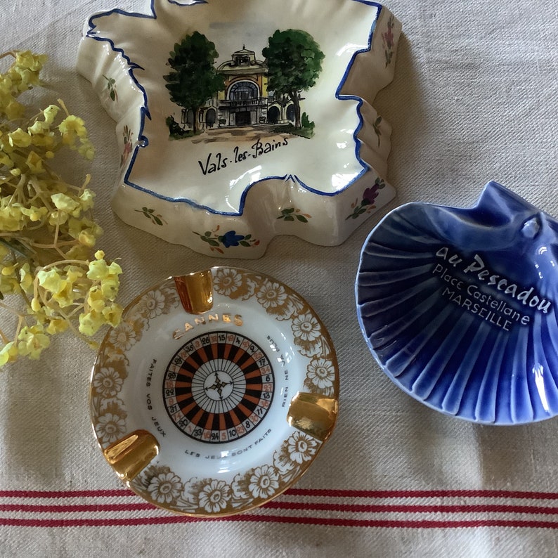 Set of 3 Vintage French Ashtrays Perfect Condition. One the Etsy