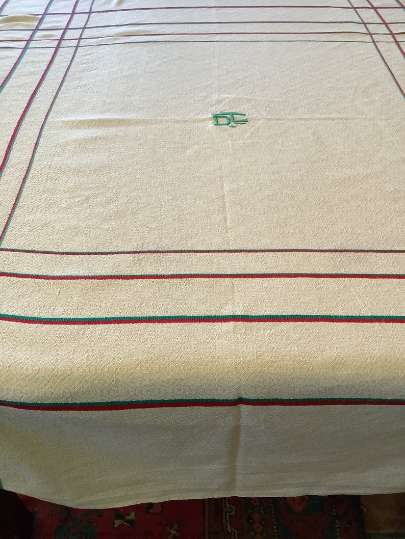 Vintage French Square Tablecloth and 6 Napkins. Cotton and Linen Basque ...
