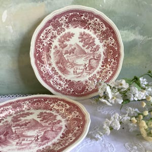 8 dinner  plates, vintage plates from Villeroy & Boch, Burgenland design in red and white. Excellent condition.
