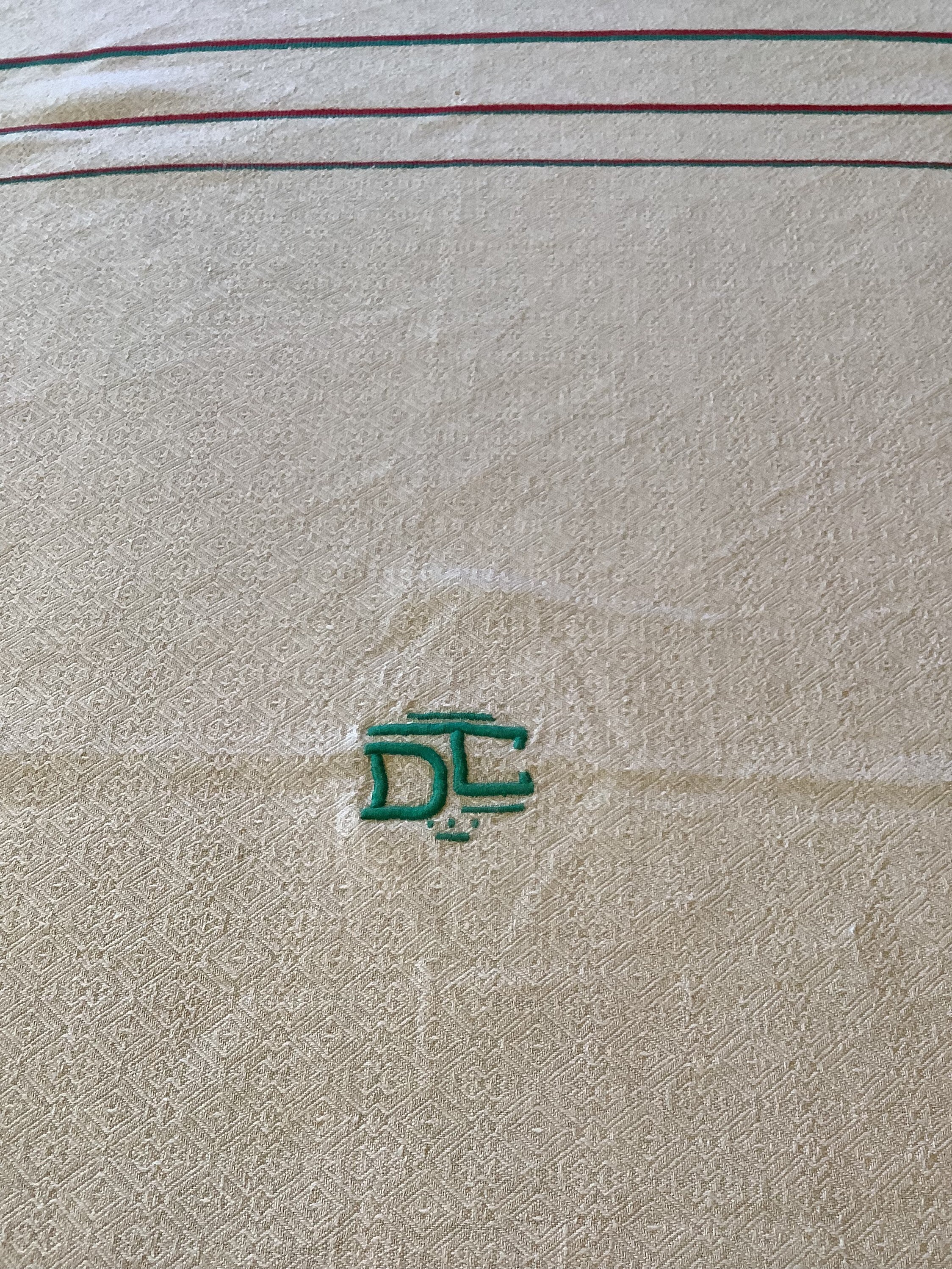 Vintage French Square Tablecloth and 6 Napkins. Cotton and Linen Basque ...