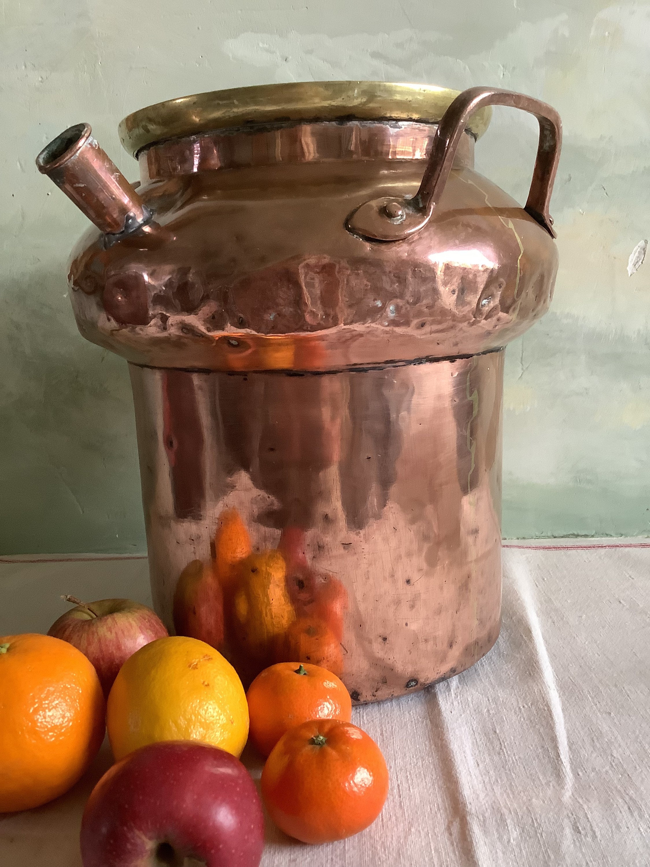 Grande Jardinière Antique. Français Pot de Plantes en Cuivre Antique, Vase, Support Parapluie. Récip