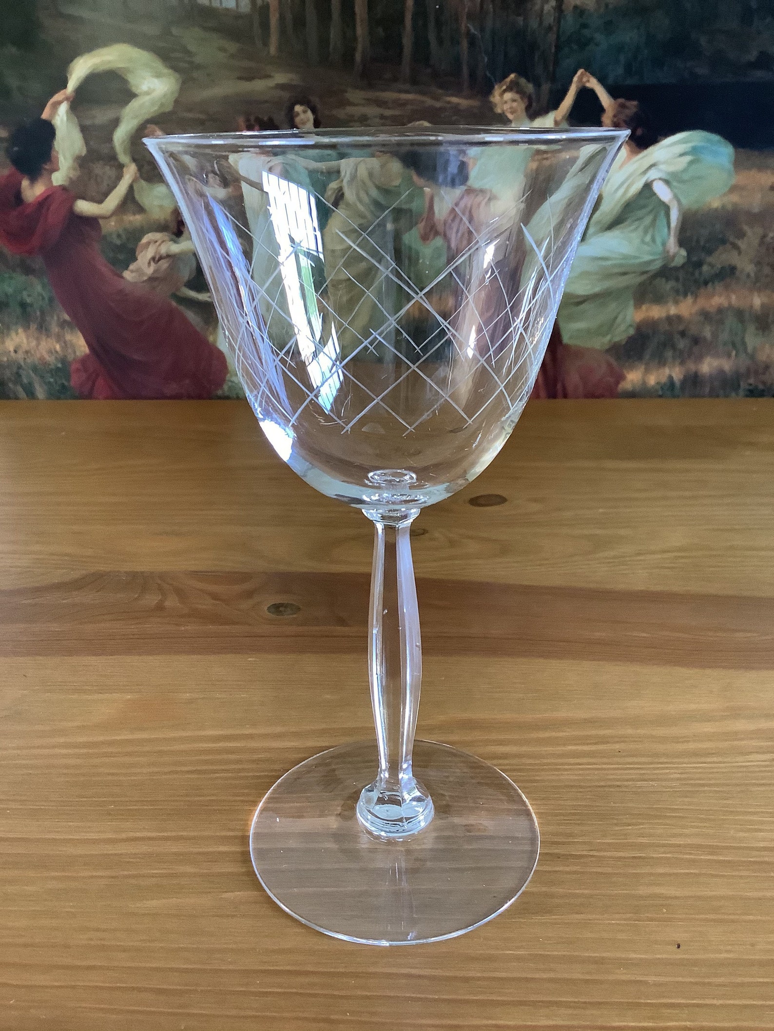 Set of 6 antique wine glasses. Engraved 1930 s wine glasses. Etsy