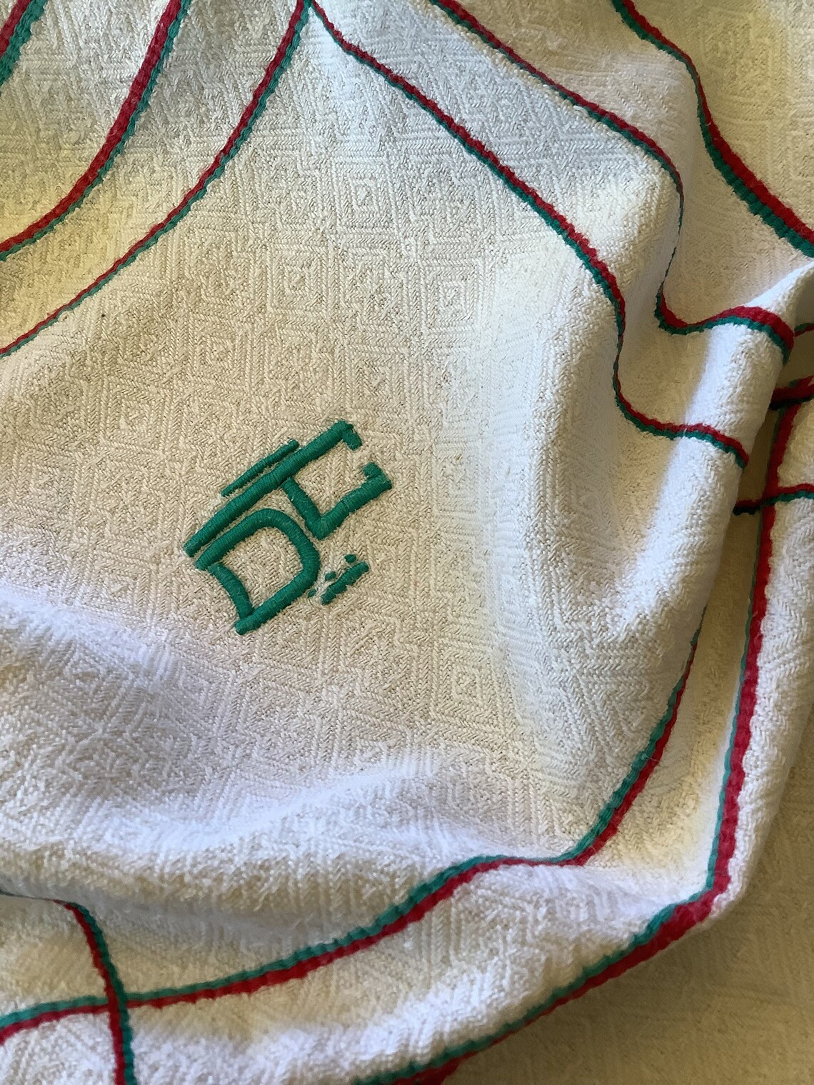 Vintage French Square Tablecloth and 6 Napkins. Cotton and Linen Basque ...