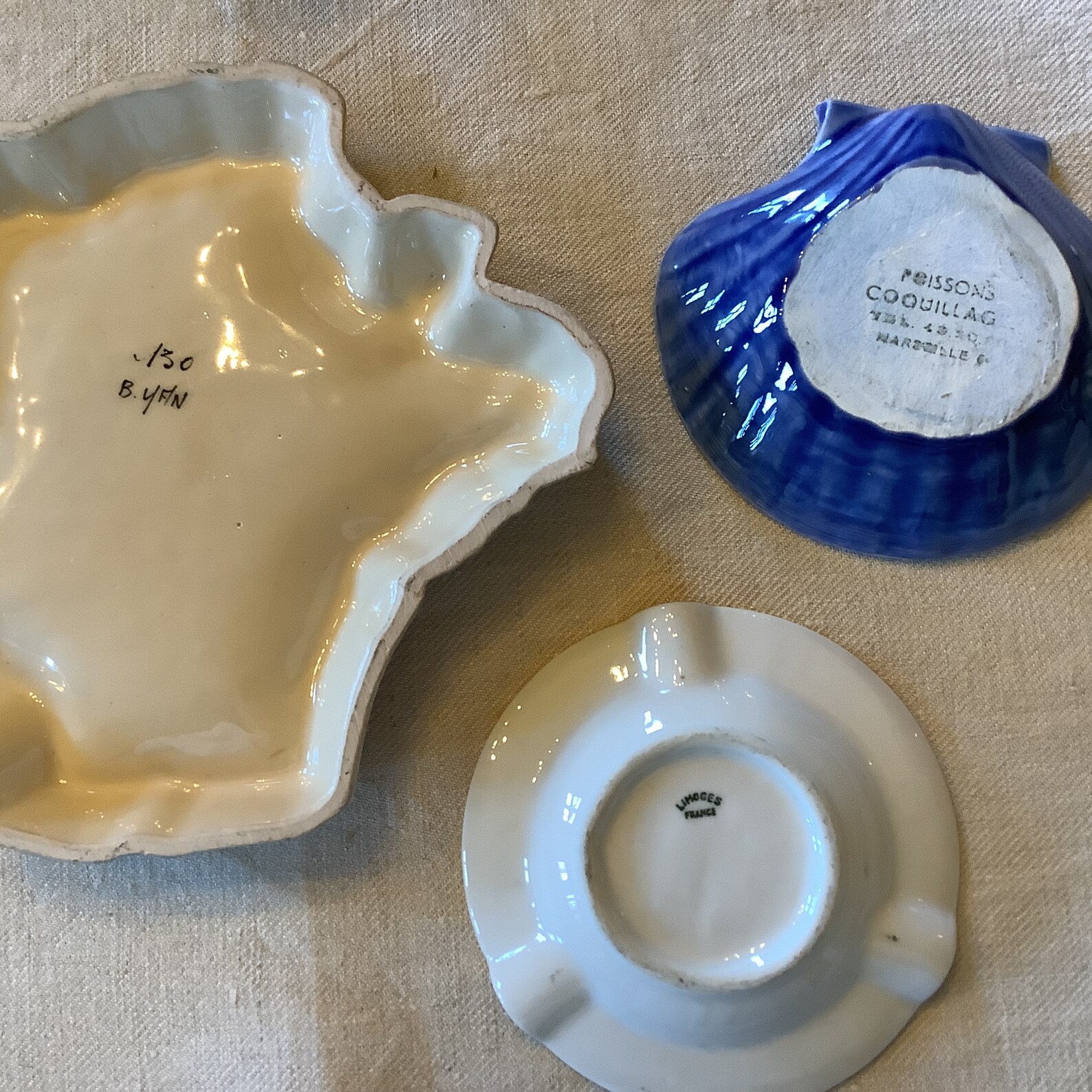 Set of 3 Vintage French Ashtrays Perfect Condition. One the Etsy