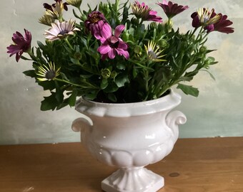 Jardinière en porcelaine. jardinière blanche vintage française. Cache pot en porcelaine blanche. Jardinière sur pied. H 16 cm ( 6,5 po.)