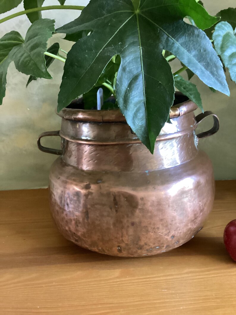 Antique Copper Planter. Large Very Old Copper Planter. Copper Plant Pot