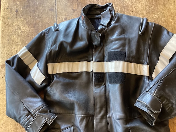 Free Shipping ! Vintage French Firefighters Leather Jacket Free Shipping ! Vintage French Firefighters Leather Jacket