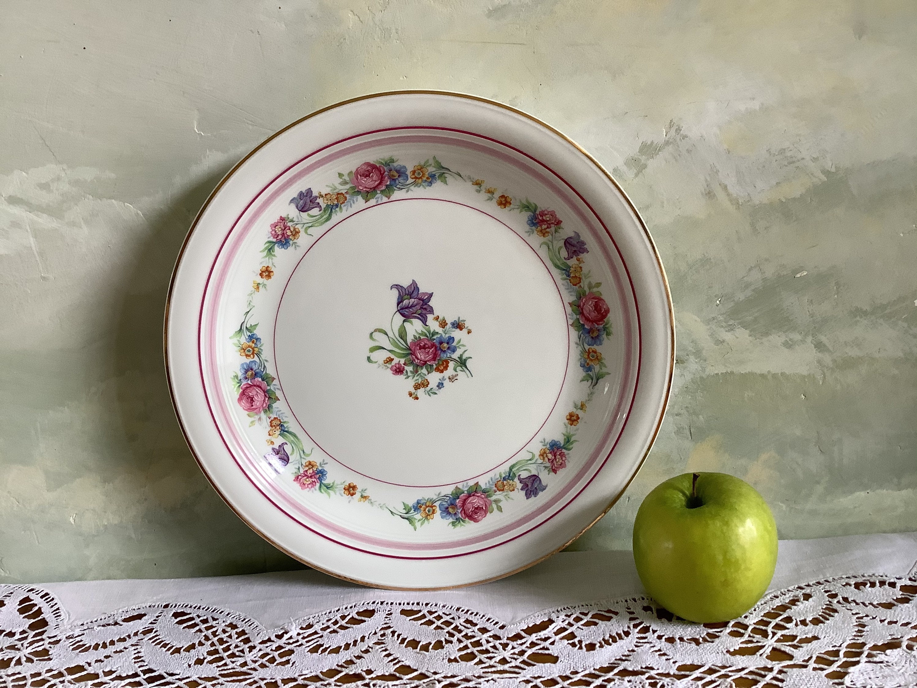 Grande Assiette de Service. Plateau Service en Porcelaine Vintage Limoges. Autour Français avec Des 