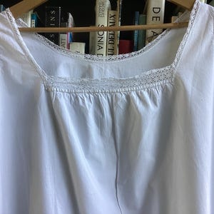 Antique French white cotton handmade nightdress with handmade lace.