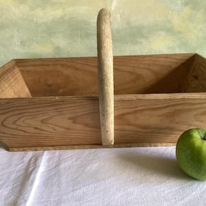 Vintage French wooden basket or trug. Rustic harvesting basket.