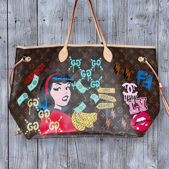 Custom Hand-painted Oil Slick Bag / Trippy Rainbow Handbag 