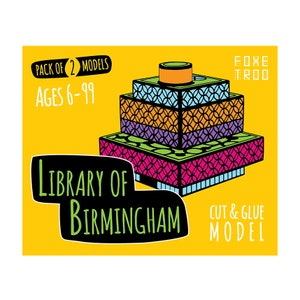 Library of Birmingham: Cut-Out & Glue Paper Model Kit Stocking Filler Birmingham Paper Model Craft Kit for Kid Building Kit image 1