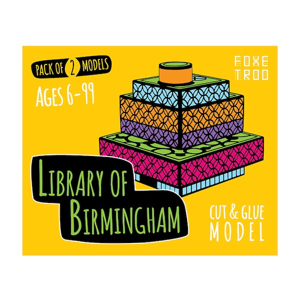 Library of Birmingham: Cut-Out & Glue Paper Model Kit | Stocking Filler Birmingham Paper Model Craft Kit for Kid Building Kit