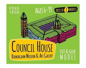 Council House. Birmingham Museum and Art Gallery: Cut Out & Glue Paper Model Kit | Stocking Filler Birmingham Paper Model Building Kit