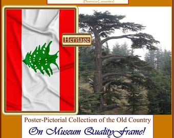 Líbano, póster ilustrado de 30 x 40 cm del Viejo País