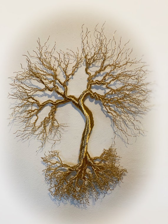 Sculpture Wire Tree Wall Decor Gold Champagne Home Gift Nature Etsy