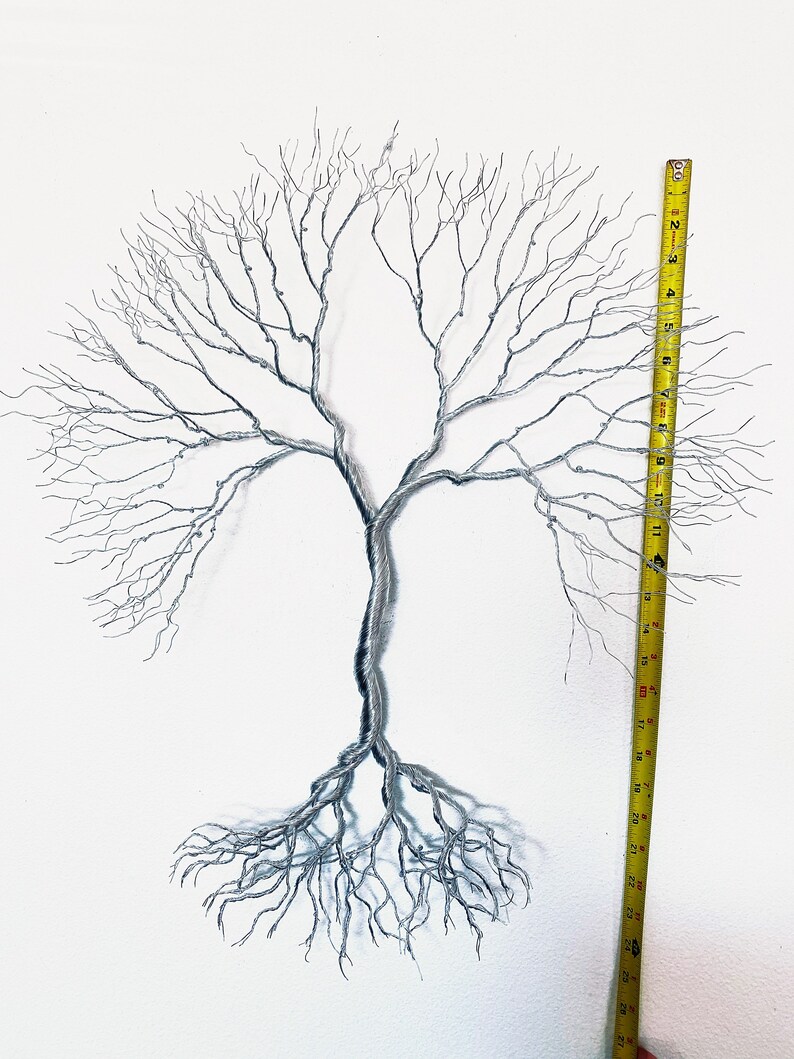 Sculpture Wire Tree Wall Decor Silver Home Gift Nature Art Etsy