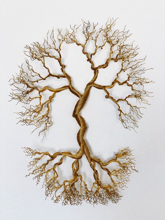 Sculpture Wire Tree Wall Decor Mat Gold Champagne Home Gift Etsy