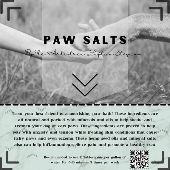 Paw Salts All Natural for Your Best Friend Bath Grooming Skin Etsy