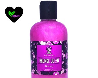 GRUNGE QUEEN Raspberry & White Musk Scented Bubble Bath and Body Wash 8 oz