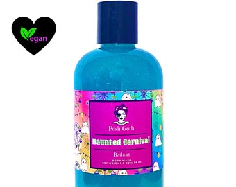 HAUNTED CARNIVAL Bubblegum and Cotton Candy Scented Bubble Bath and Body Wash 8 oz