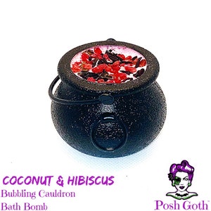 Tropical Hibiscus and Coconut Scent Bubbling Cauldron Bath Bomb by Posh Goth