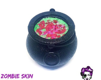 ZOMBIE SKIN Jasmine and Lime Scented Bubbling Cauldron Bath Bomb by Posh Goth