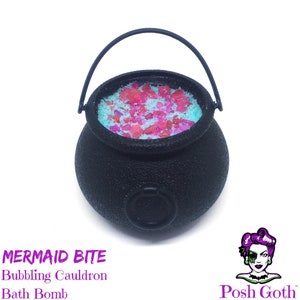 MERMAID BITE Tropical Fruit and Mint scented Bubbling Cauldron Bath Bomb by Posh Goth