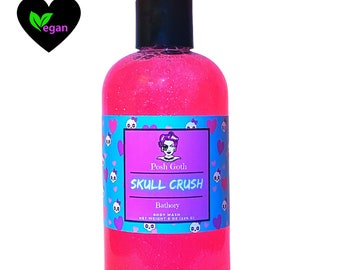 SKULL CRUSH Fruity and Floral Shimmering Bubble Bath and Body Wash 8 oz