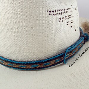 Horsehair Hat band, Cinnamon-Turquoise, horsehair, Cowboy horsehair hat band, lg Side tassel, horsehair Cowboy hatband, Western hat band image 2