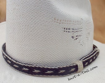 Hat band, horsehair hat band, No tassels, BOLD black-white, Cowboy horsehair hat band,   hat band, Western hat band, Rodeo hatband