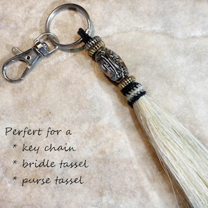 Llavero de crin de caballo, borla de crin de caballo para bolso, trenzado a mano, borla de brida X-fancy, borla de crin de caballo, llavero de crin de caballo, borla con cuentas