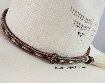 BOLDER, horsehair hat band, WHITE Side tassel, Cinnamon brown, horsehair Cowboy hat band, Western hat band,  Rodeo, Perfect on darker hat