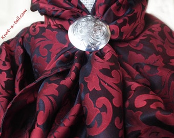 Shimmering RED-Black, Wild Rag, Silk blend, Jacquard pattern, Cowboy Wild Rag, Scarf, Bandana, 34 inch, Wild Rag, Bandana, Cowboy Wild Rag